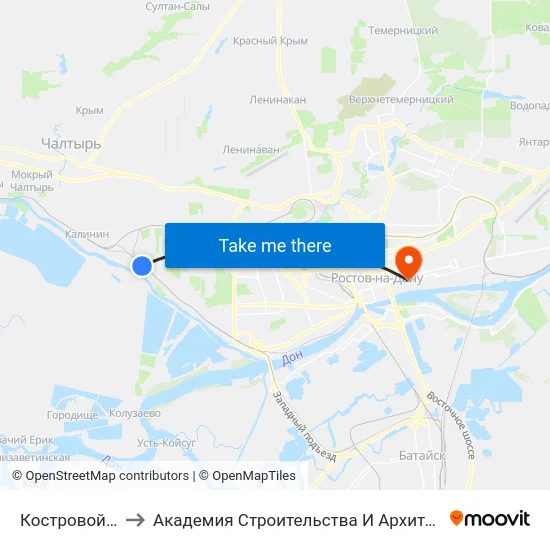 Костровой Пер. to Академия Строительства И Архитектуры Дгту map