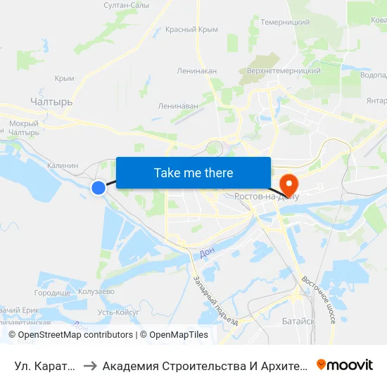 Ул. Каратаева to Академия Строительства И Архитектуры Дгту map
