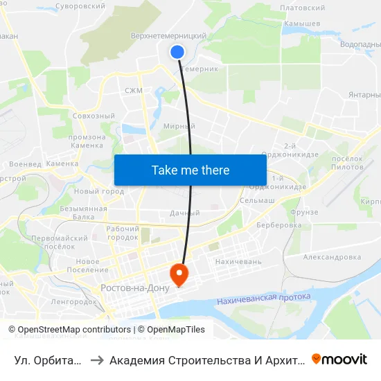 Ул. Орбитальная to Академия Строительства И Архитектуры Дгту map