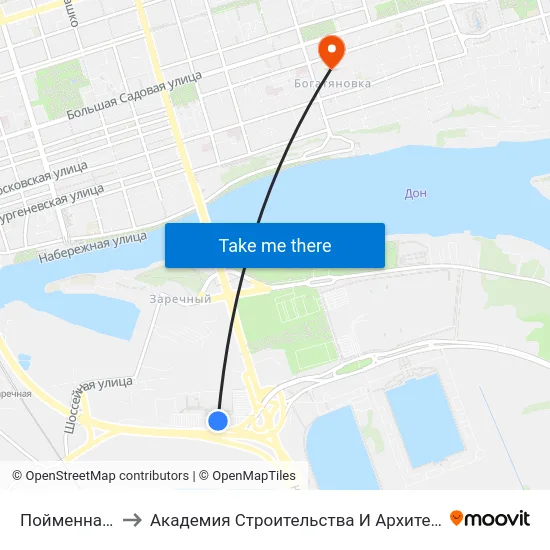Пойменная Ул. to Академия Строительства И Архитектуры Дгту map