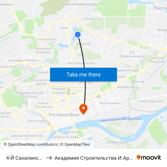 4-Й Сахалинский Пер. to Академия Строительства И Архитектуры Дгту map