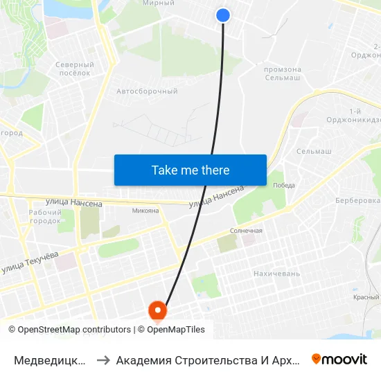 Медведицкий Пер. to Академия Строительства И Архитектуры Дгту map