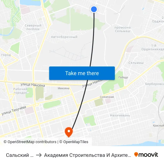 Сальский Пер. to Академия Строительства И Архитектуры Дгту map