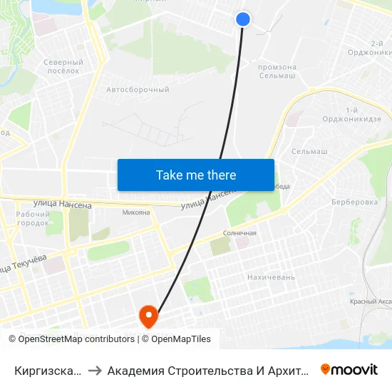 Киргизская Ул. to Академия Строительства И Архитектуры Дгту map