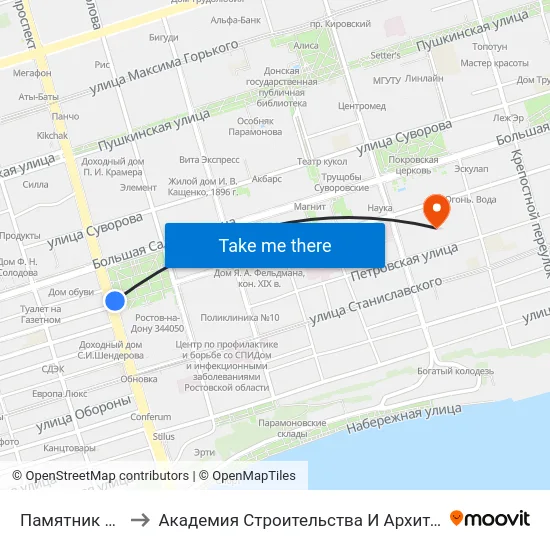 Памятник Храму to Академия Строительства И Архитектуры Дгту map