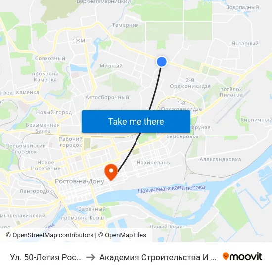 Ул. 50-Летия Ростсельмаша to Академия Строительства И Архитектуры Дгту map