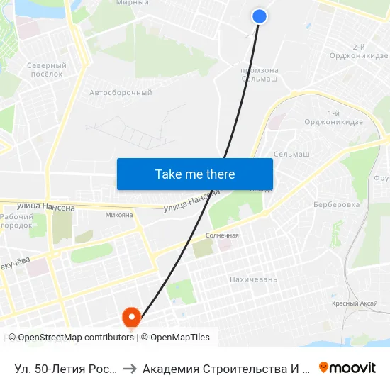 Ул. 50-Летия Ростсельмаша to Академия Строительства И Архитектуры Дгту map