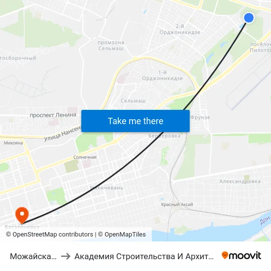 Можайская Ул. to Академия Строительства И Архитектуры Дгту map