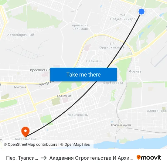 Пер. Туапсинский to Академия Строительства И Архитектуры Дгту map