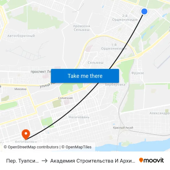 Пер. Туапсинский to Академия Строительства И Архитектуры Дгту map