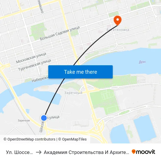 Ул. Шоссейная to Академия Строительства И Архитектуры Дгту map