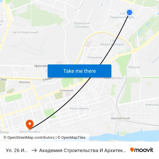 Ул. 26 Июня to Академия Строительства И Архитектуры Дгту map
