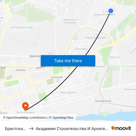 Брестская Ул. to Академия Строительства И Архитектуры Дгту map