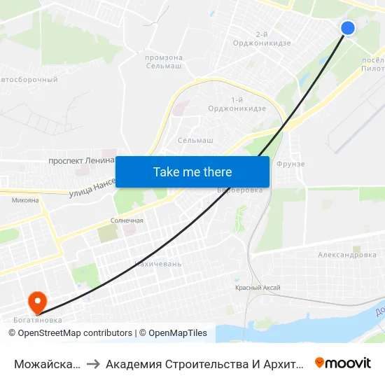 Можайская Ул. to Академия Строительства И Архитектуры Дгту map