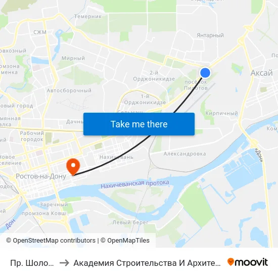 Пр. Шолохова to Академия Строительства И Архитектуры Дгту map