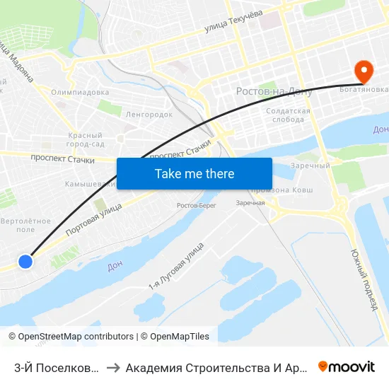 3-Й Поселковый Пер. to Академия Строительства И Архитектуры Дгту map