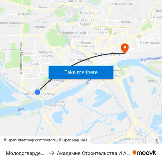 Молодогвардейский Пер. to Академия Строительства И Архитектуры Дгту map