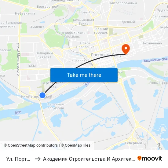 Ул. Портовая to Академия Строительства И Архитектуры Дгту map