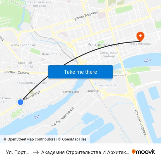 Ул. Портовая to Академия Строительства И Архитектуры Дгту map