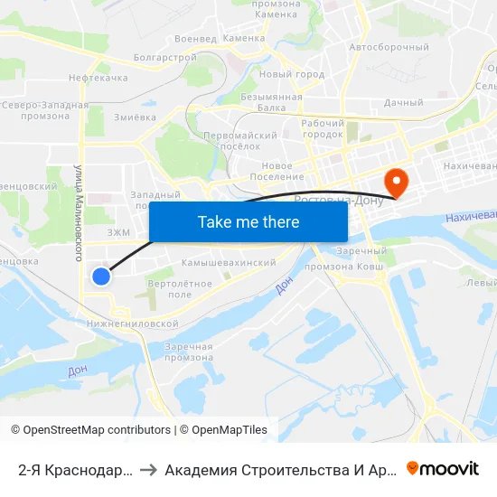 2-Я Краснодарская Ул. to Академия Строительства И Архитектуры Дгту map
