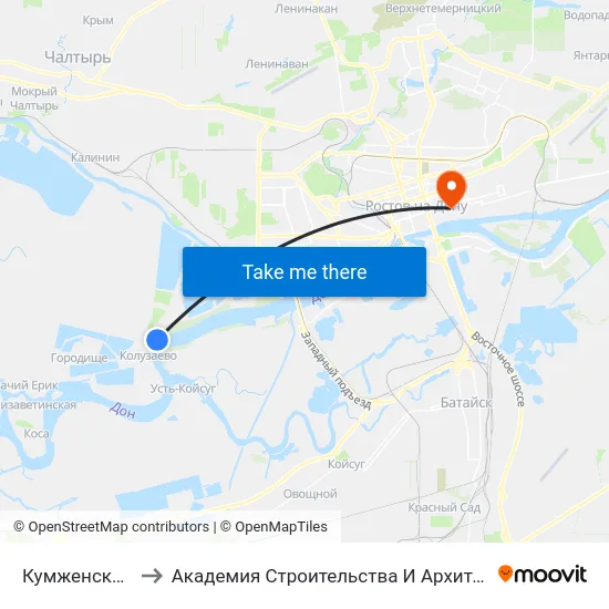 Кумженская Ул. to Академия Строительства И Архитектуры Дгту map