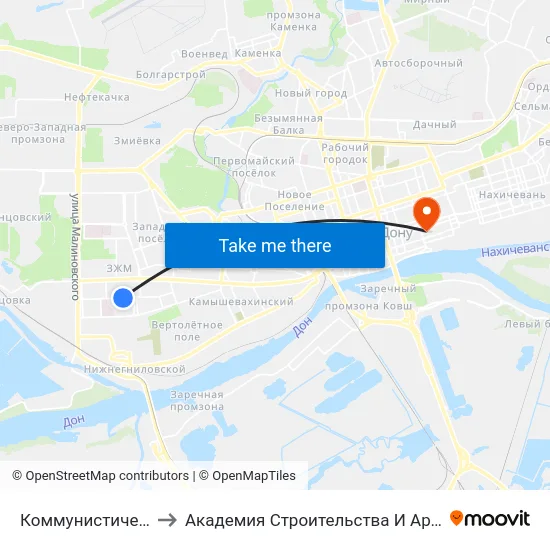 Коммунистический Пр. to Академия Строительства И Архитектуры Дгту map