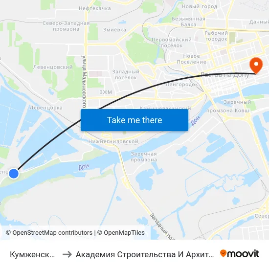 Кумженская Ул. to Академия Строительства И Архитектуры Дгту map