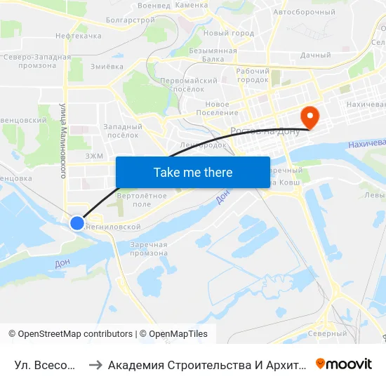Ул. Всесоюзная to Академия Строительства И Архитектуры Дгту map