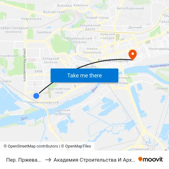 Пер. Пржевальского to Академия Строительства И Архитектуры Дгту map