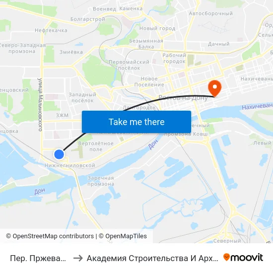 Пер. Пржевальского to Академия Строительства И Архитектуры Дгту map