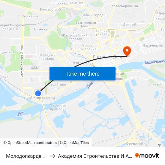 Молодогвардейский Пер. to Академия Строительства И Архитектуры Дгту map
