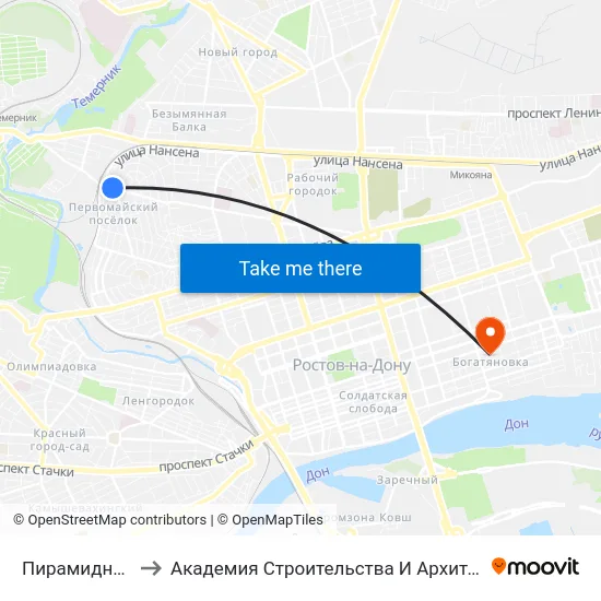 Пирамидная Ул. to Академия Строительства И Архитектуры Дгту map