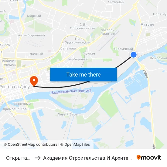 Открытая Ул. to Академия Строительства И Архитектуры Дгту map