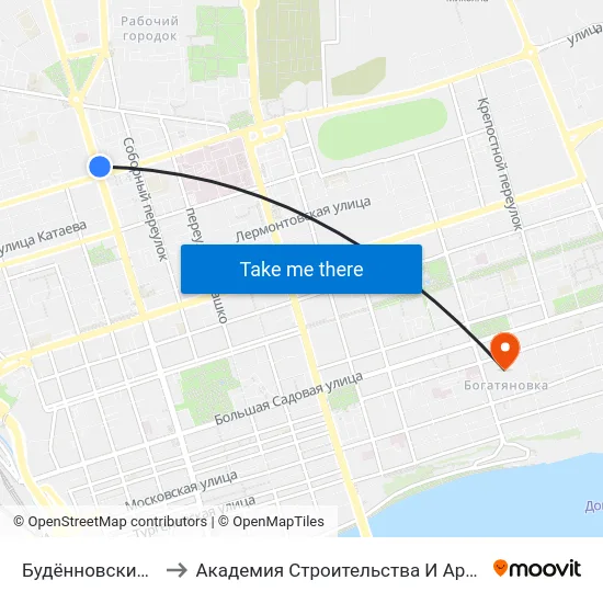 Будённовский Просп. to Академия Строительства И Архитектуры Дгту map