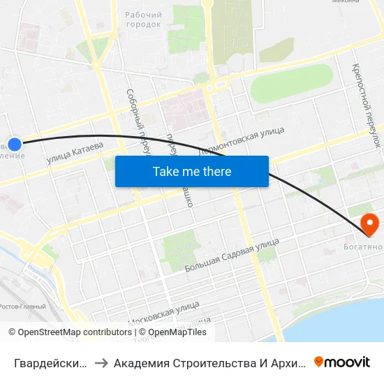 Гвардейский Пер. to Академия Строительства И Архитектуры Дгту map