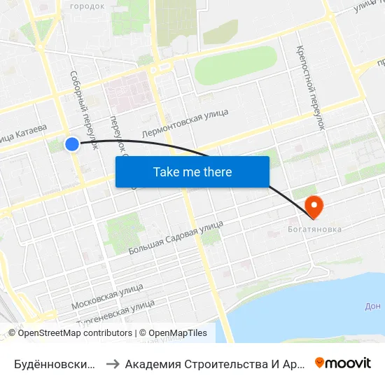 Будённовский Просп. to Академия Строительства И Архитектуры Дгту map