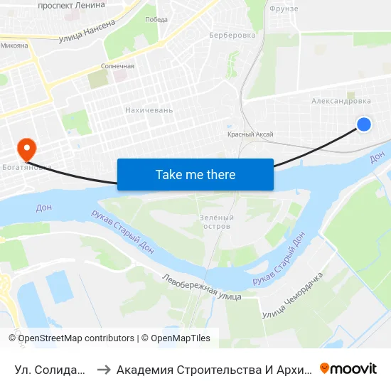 Ул. Солидарности to Академия Строительства И Архитектуры Дгту map