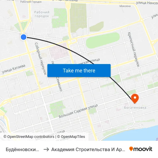Будённовский Просп. to Академия Строительства И Архитектуры Дгту map