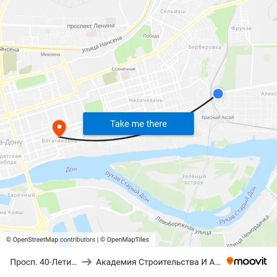 Просп. 40-Летия Победы to Академия Строительства И Архитектуры Дгту map