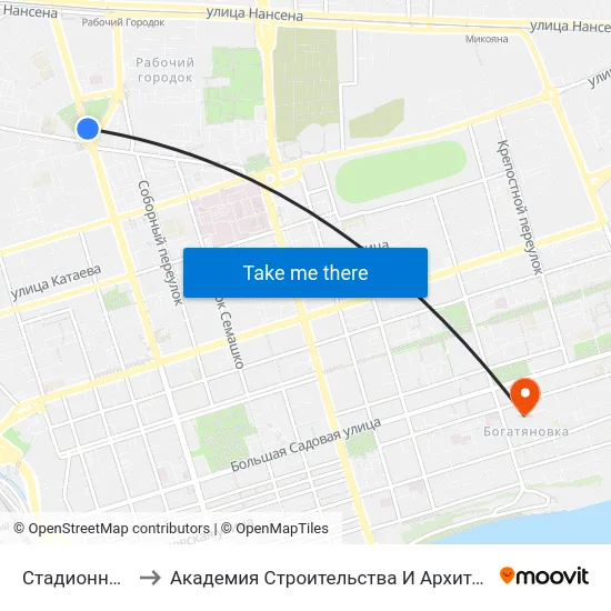 Стадионная Ул. to Академия Строительства И Архитектуры Дгту map