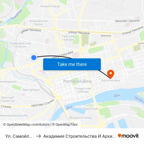 Ул. Самойловская to Академия Строительства И Архитектуры Дгту map