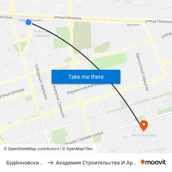 Будённовский Просп. to Академия Строительства И Архитектуры Дгту map