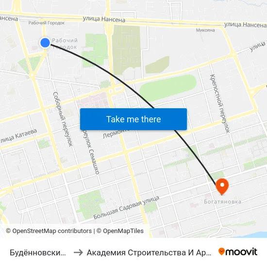 Будённовский Просп. to Академия Строительства И Архитектуры Дгту map