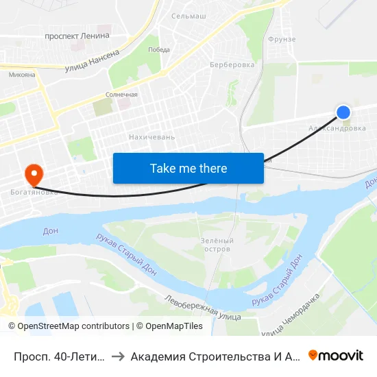 Просп. 40-Летия Победы to Академия Строительства И Архитектуры Дгту map