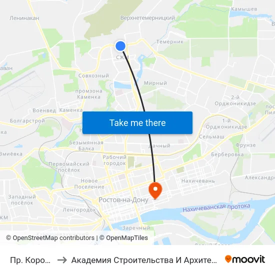 Пр. Королева to Академия Строительства И Архитектуры Дгту map