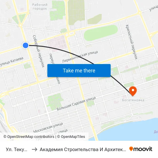Ул. Текучева to Академия Строительства И Архитектуры Дгту map