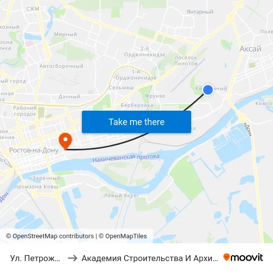 Ул. Петрожицкого to Академия Строительства И Архитектуры Дгту map