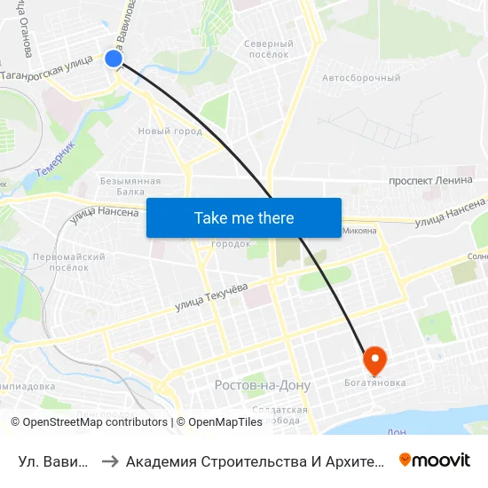 Ул. Вавилова to Академия Строительства И Архитектуры Дгту map