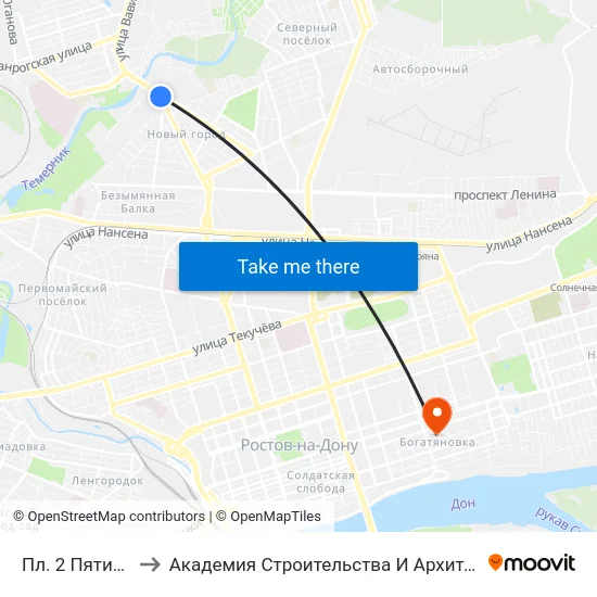 Пл. 2 Пятилетки to Академия Строительства И Архитектуры Дгту map