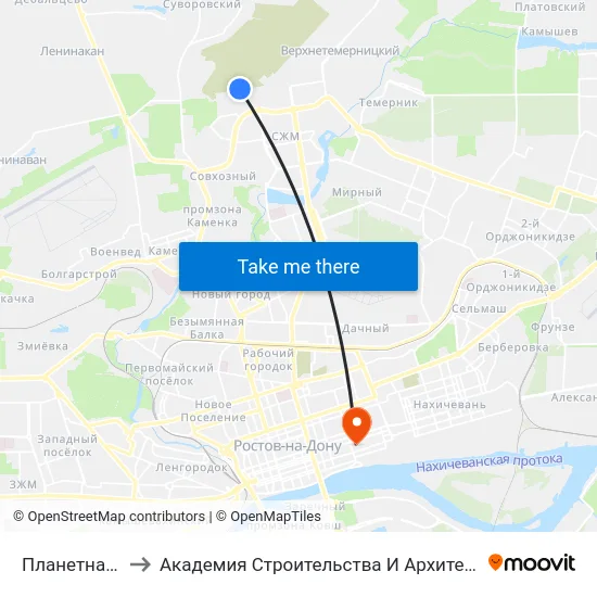Планетная Ул. to Академия Строительства И Архитектуры Дгту map